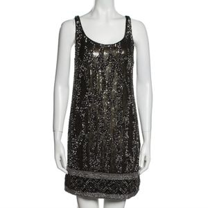 New Haute Hippie Women's 100% Silk Dress Mini Beaded Sequin Black Evening  Small